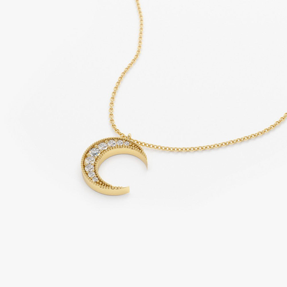 Mini Crescent Moon Diamond Necklace