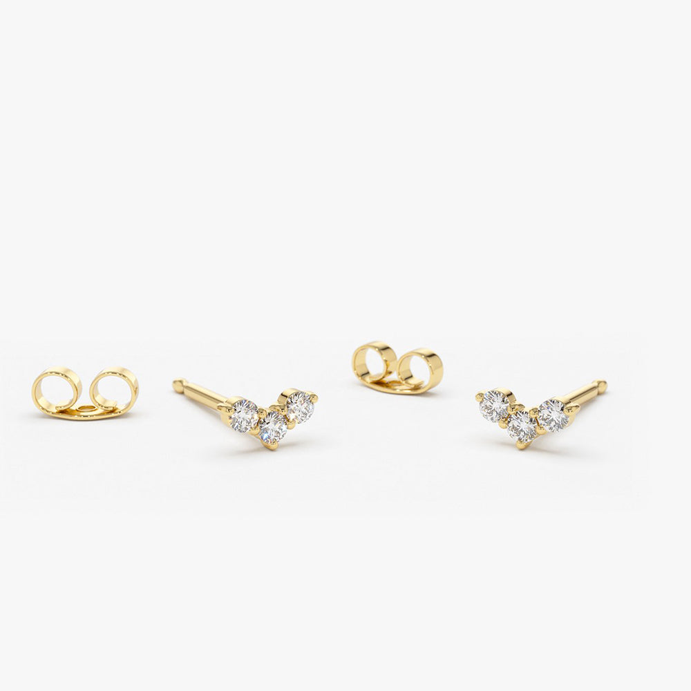 Mini Trio Diamond Stud Earrings