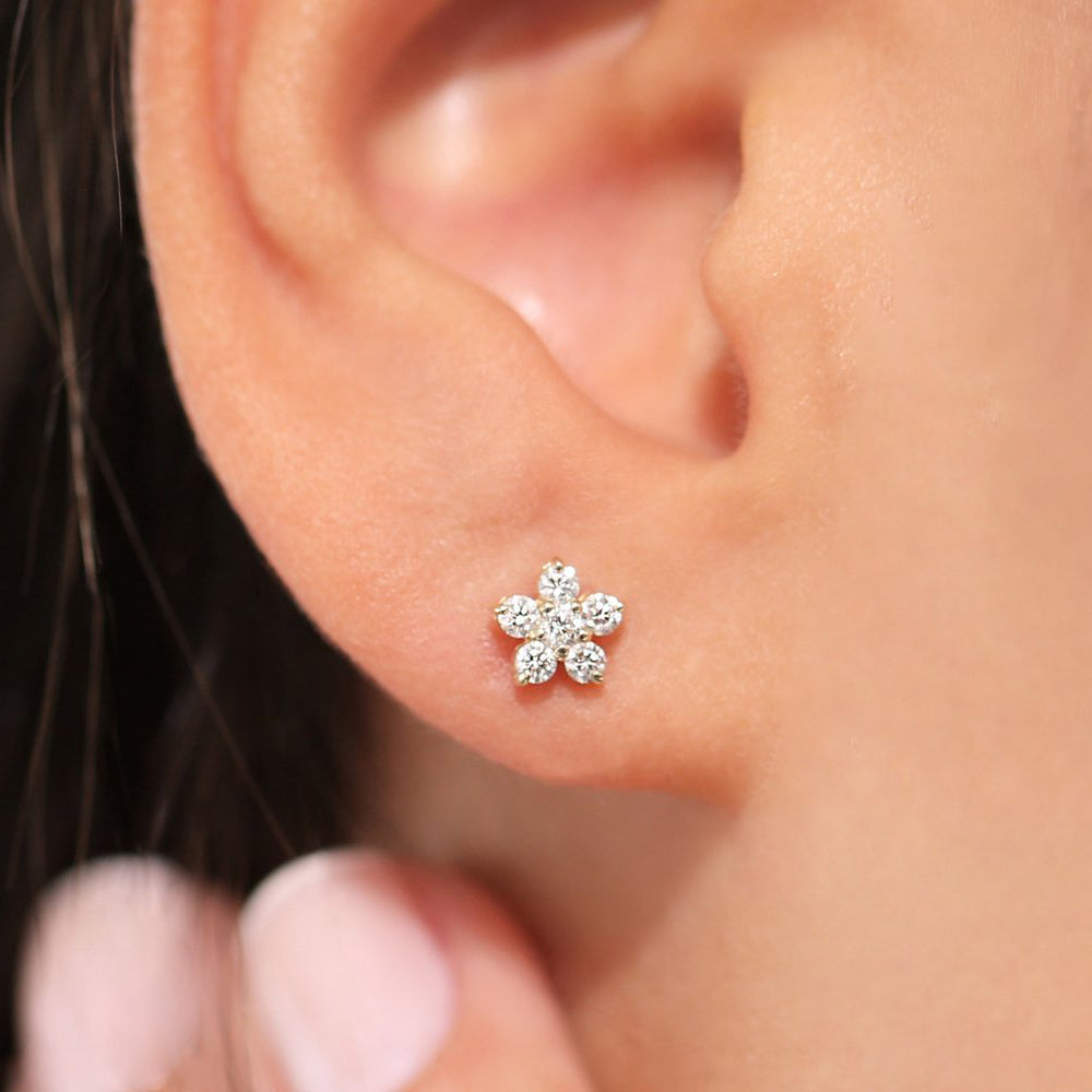 Diamond Flower Earrings