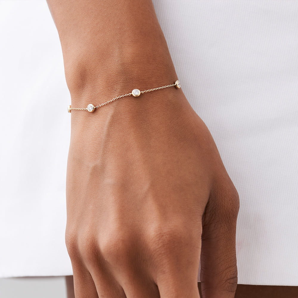 5 Stone Diamond Solitaire Bracelet