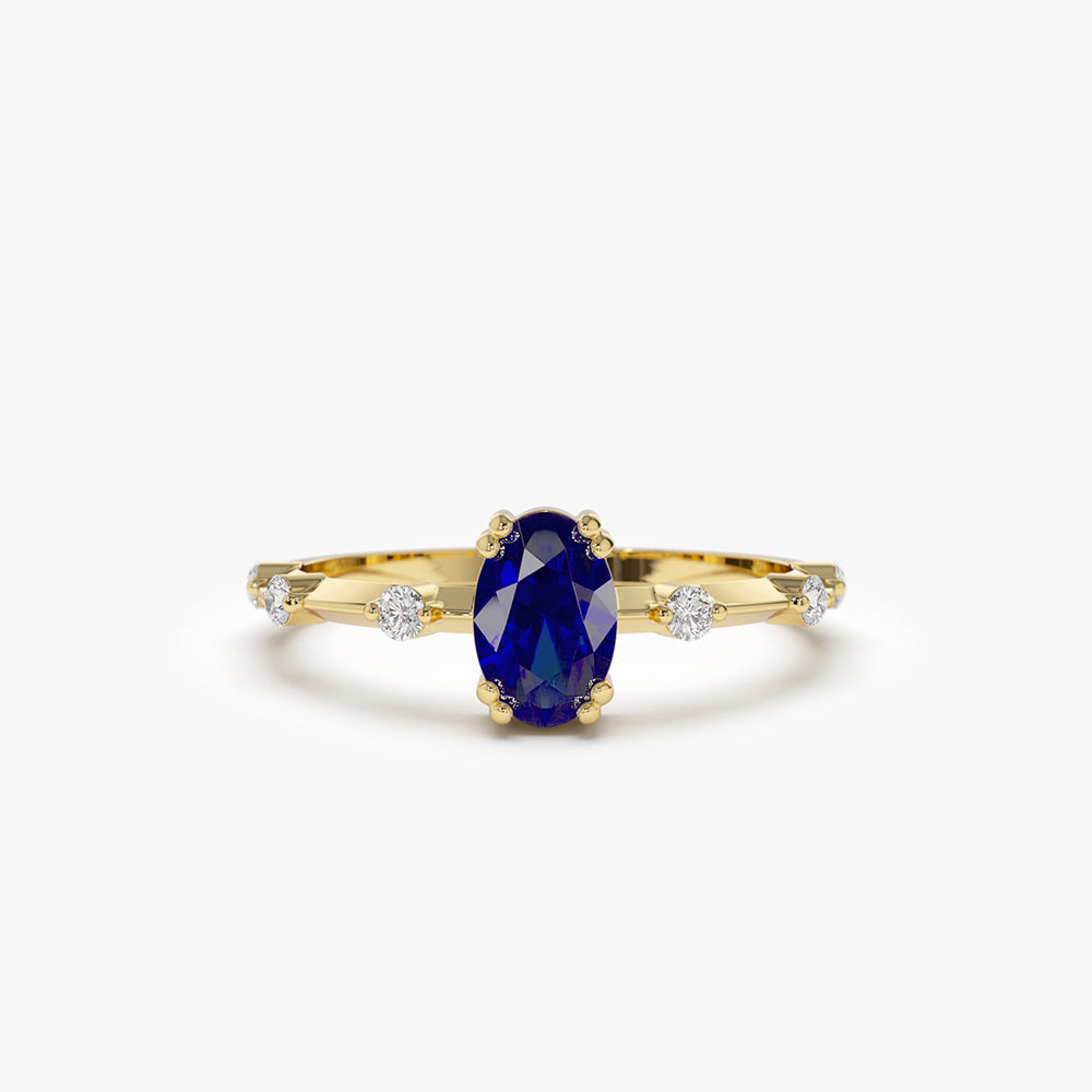 Dainty Diamond Genuine Sapphire Ring