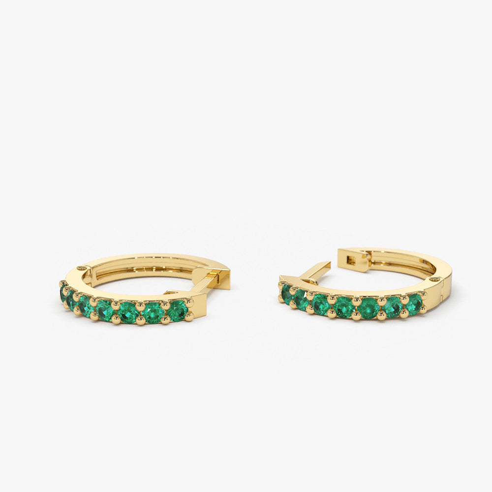Emerald Huggie Hoop Earrings
