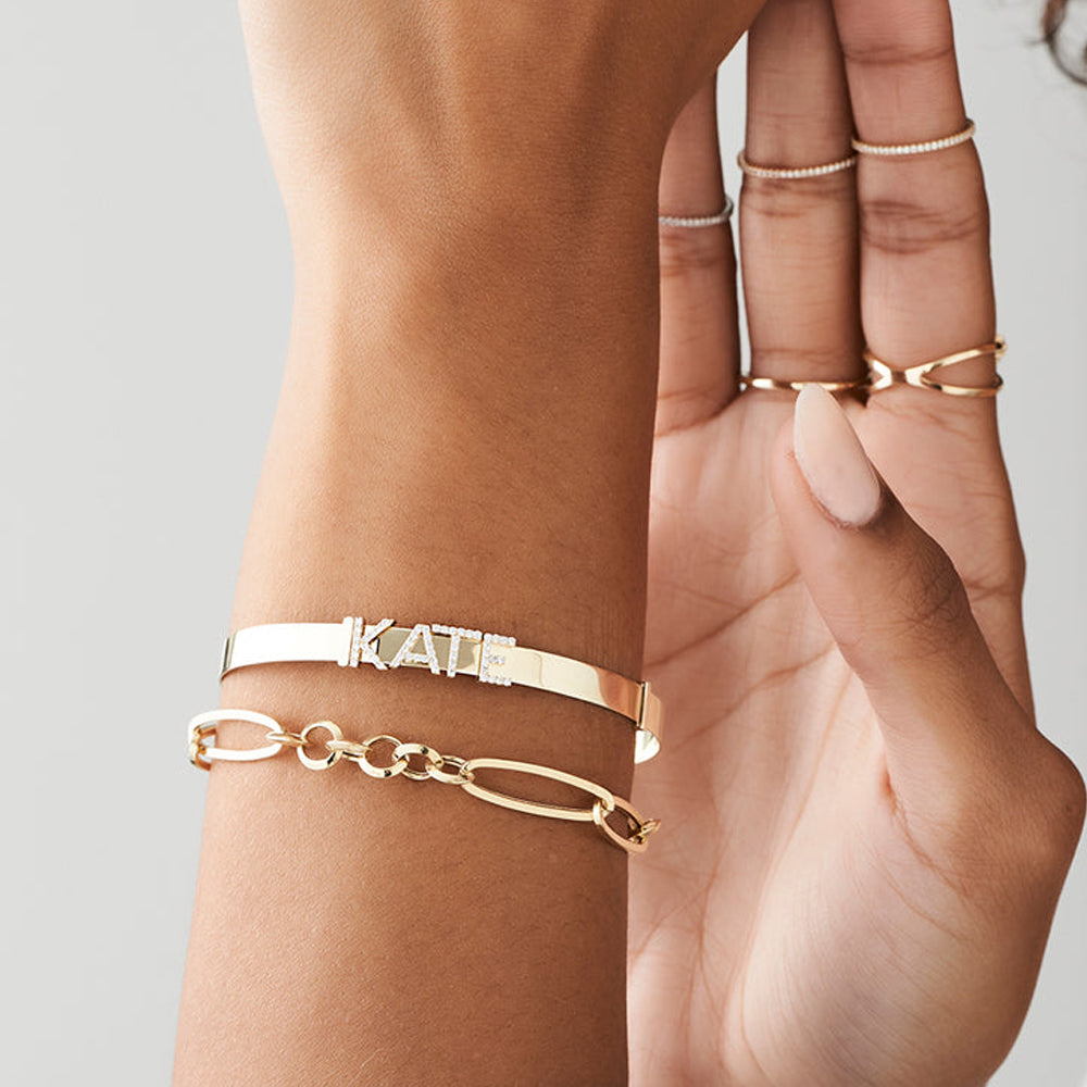 5MM Sliding Diamond Initials Bangle