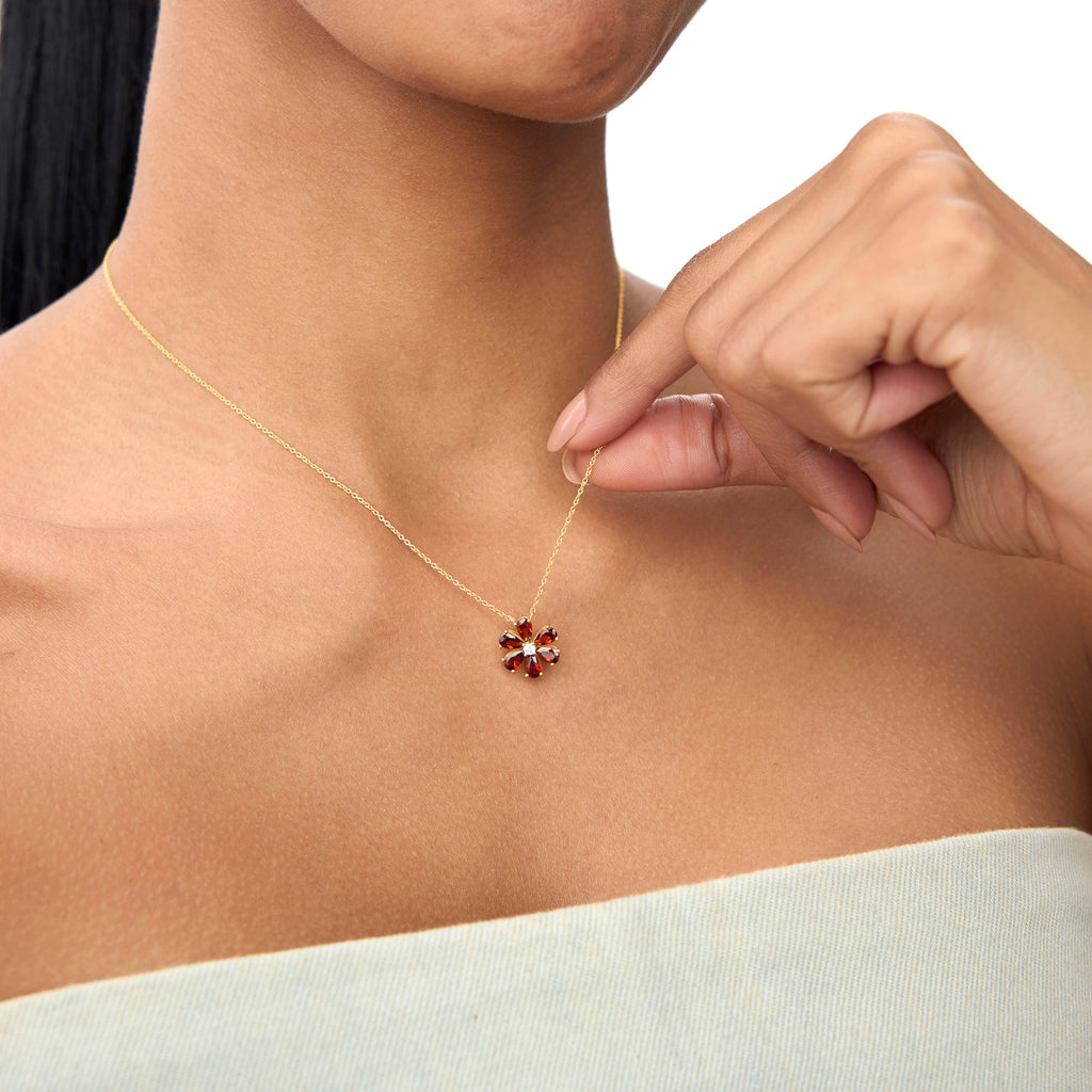 Garnet Flower Necklace