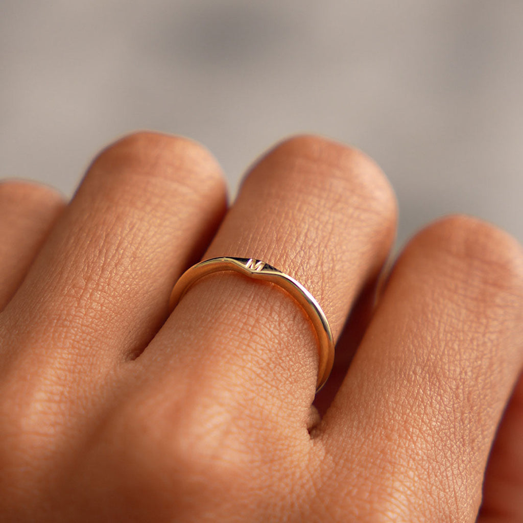 Diamond Shape Initial Ring