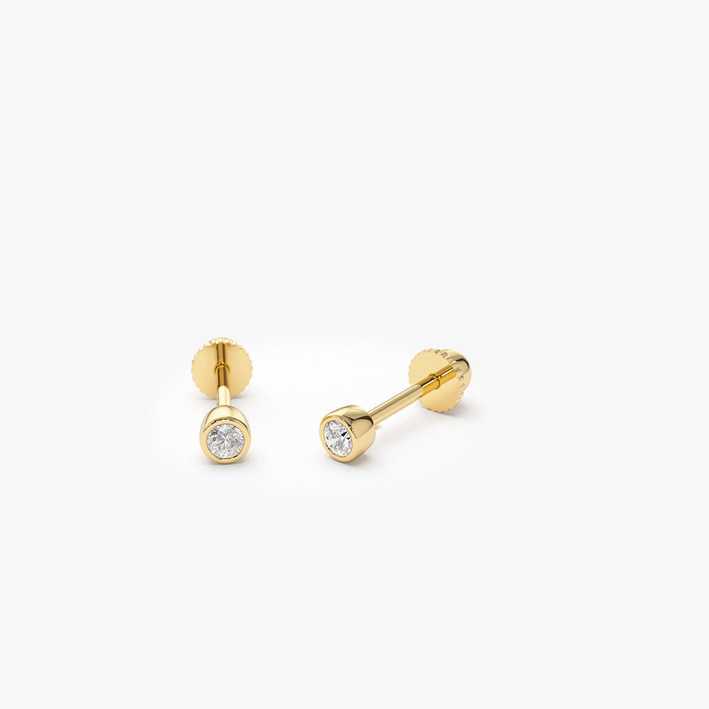Bezel Setting Diamond Stud Piercing