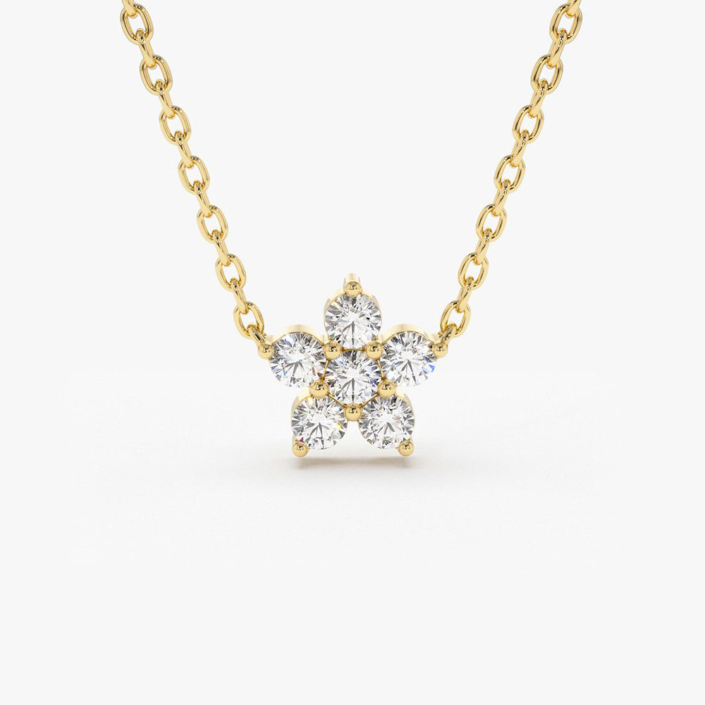 Flower Charm Diamond Necklace