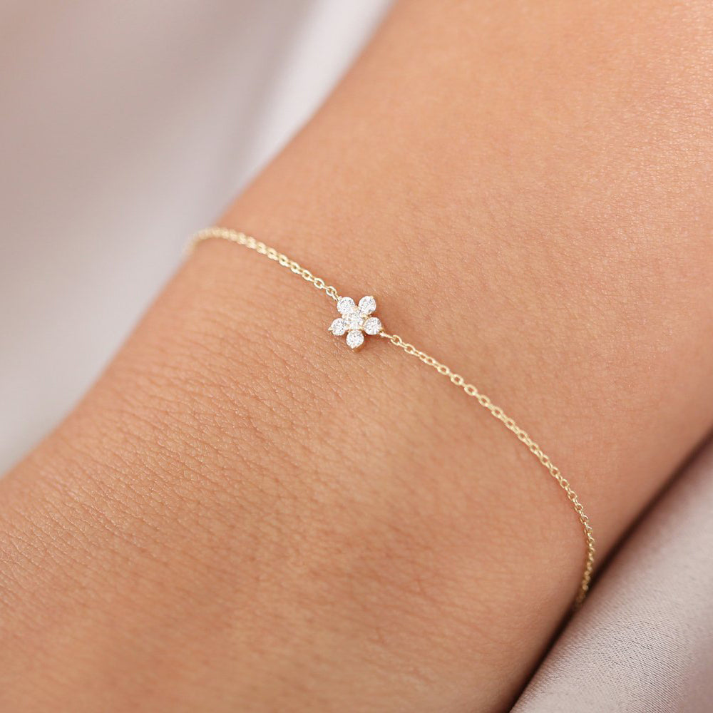 Diamond Flower Charm Bracelet