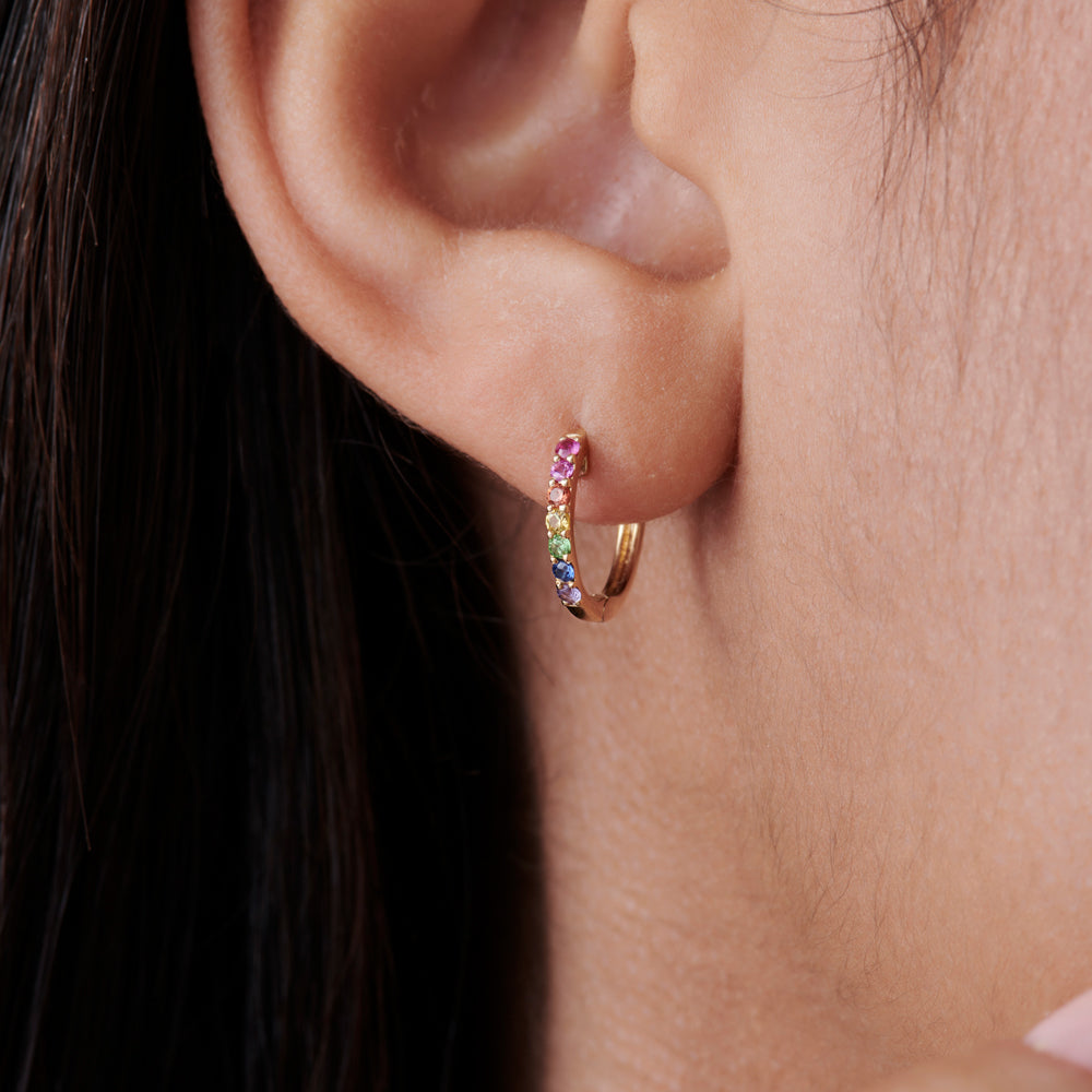 Multi Color Huggie Hoop Earrings