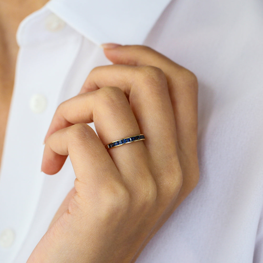 Full Eternity Princess Cut Sapphire Ring