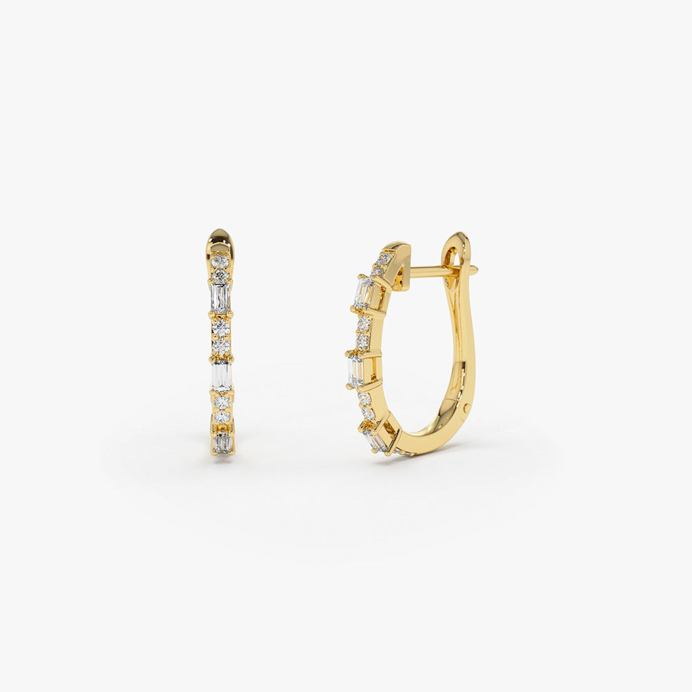 Baguette And Round Diamond Earrings