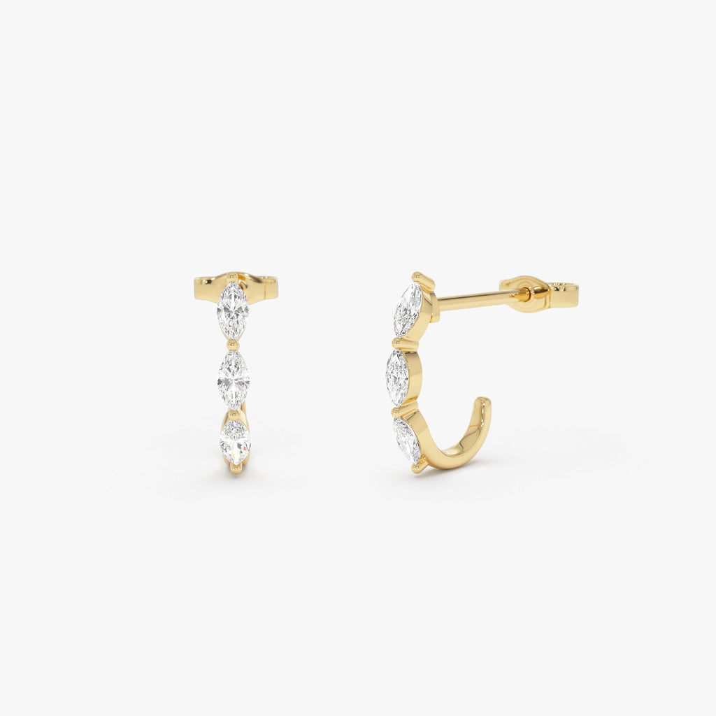 Marquise Diamond Open Hoop Earrings