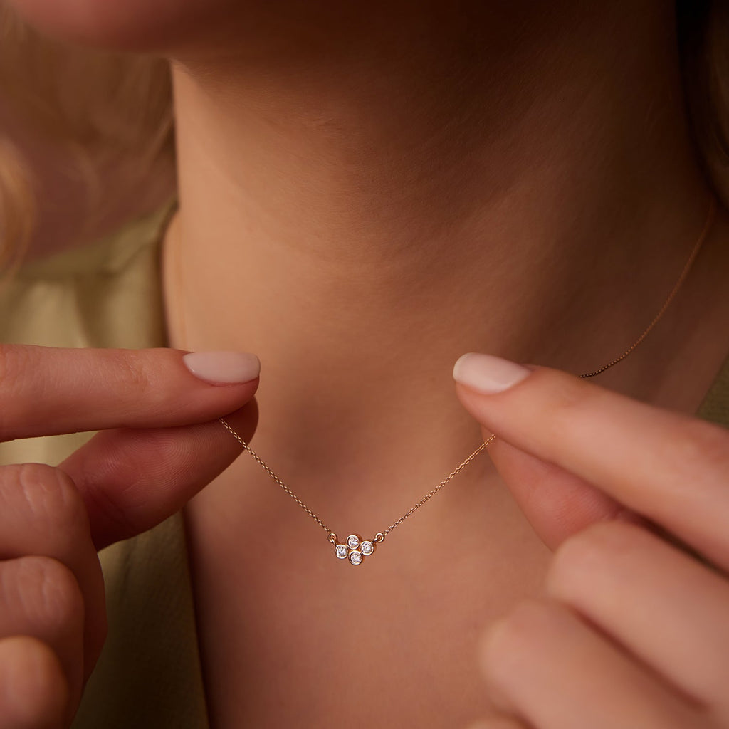 Four Stone Diamond Cluster Necklace