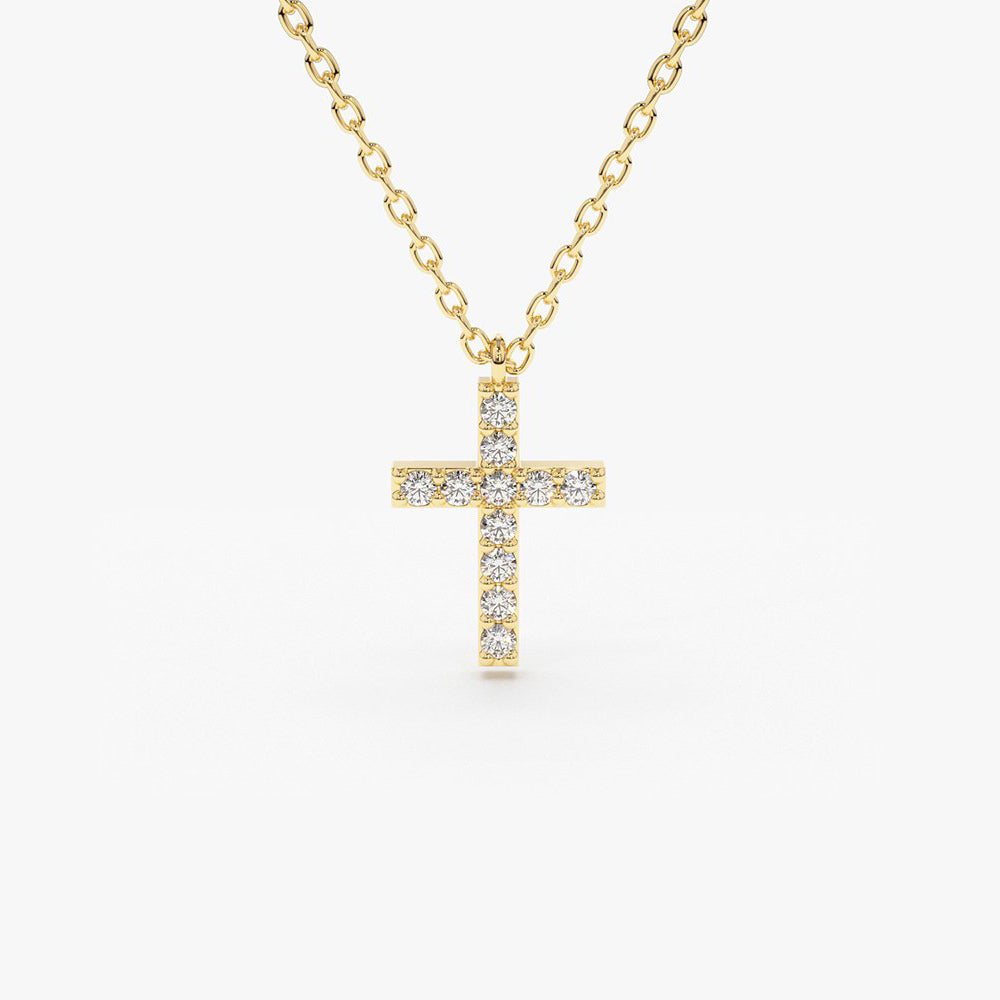 Micro Pave Diamond Cross Necklace