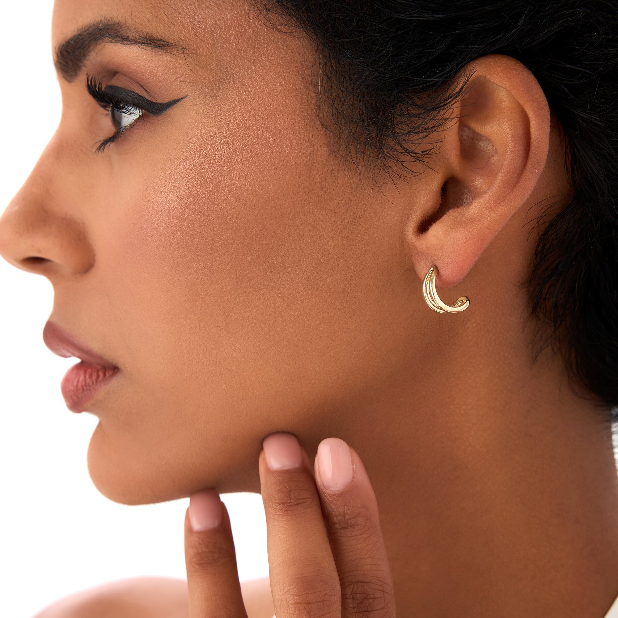 Double Curved J Hoop Earrings