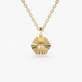 Hexagon Diamond Disc Ray Necklace