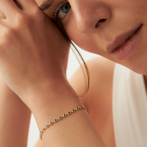Bezel Set Emerald Tennis Bracelet