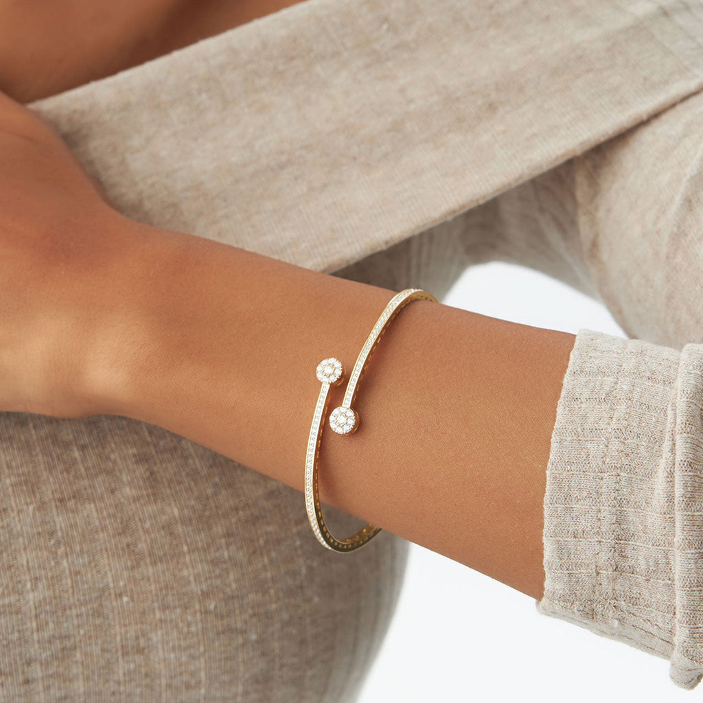 Cross Over Diamond Bangle Bracelet
