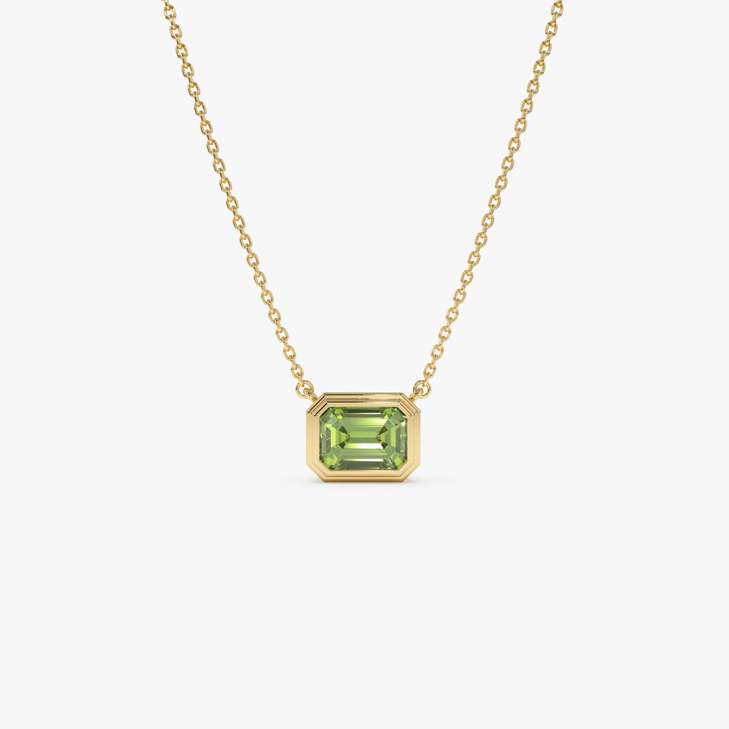 Emerald Cut Bezel Setting Peridot