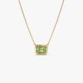 Emerald Cut Bezel Setting Peridot