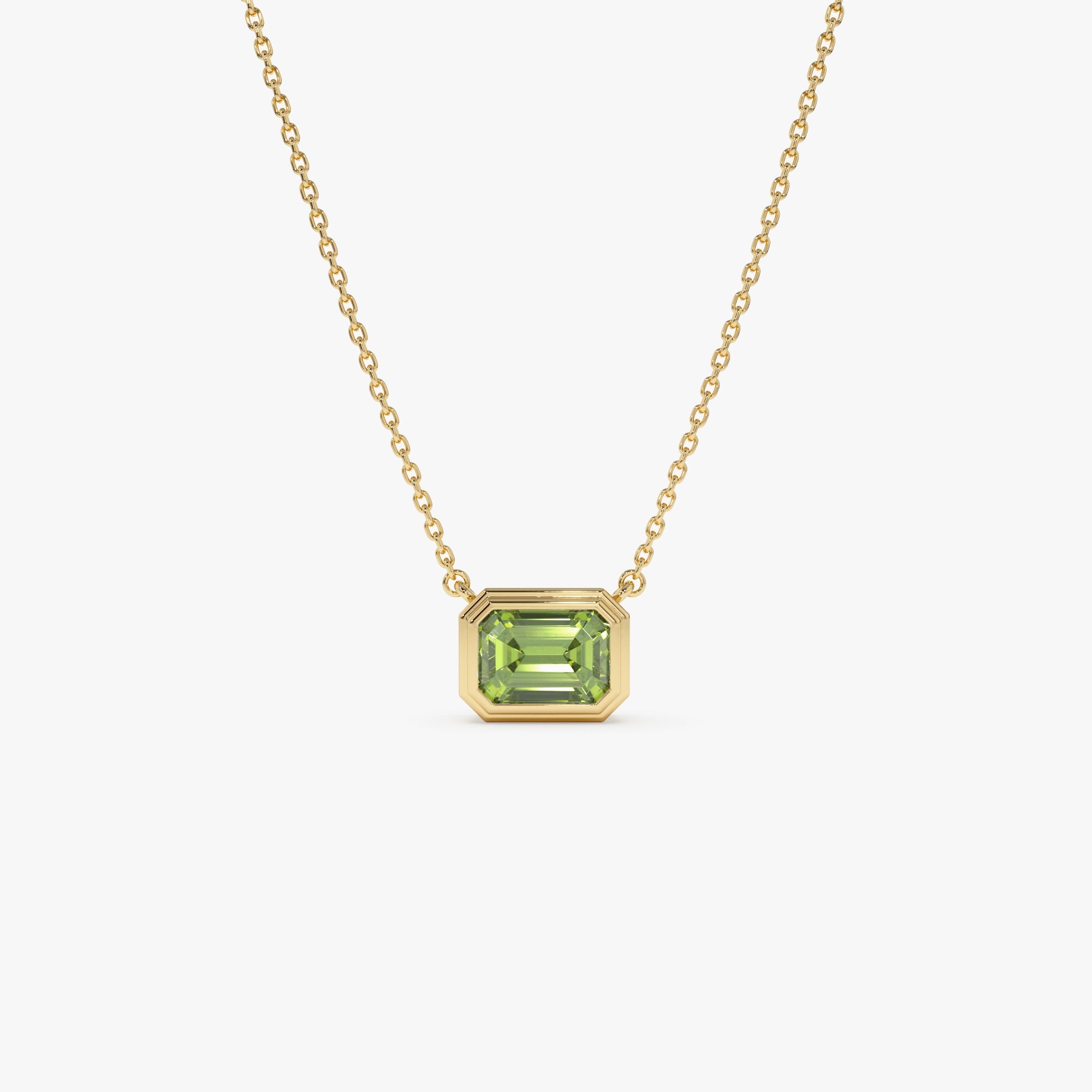 Emerald Cut Bezel Setting Peridot