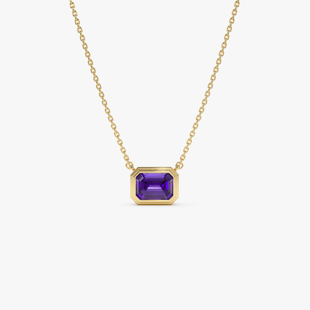 Emerald Cut Bezel Setting Amethyst