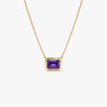 Emerald Cut Bezel Setting Amethyst