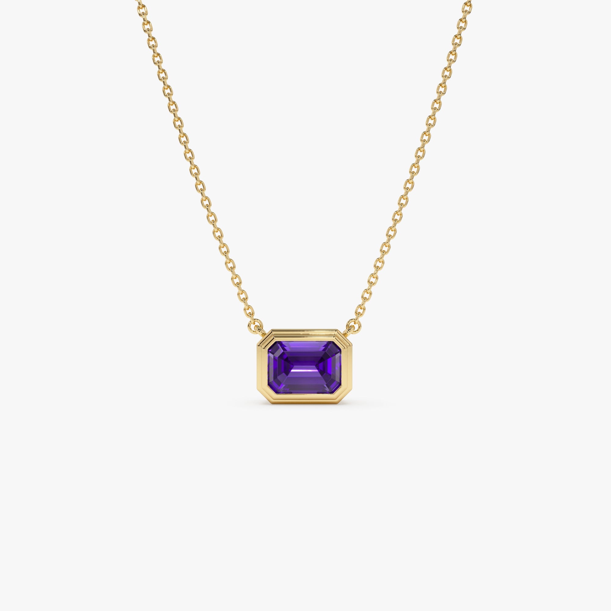 Emerald Cut Bezel Setting Amethyst