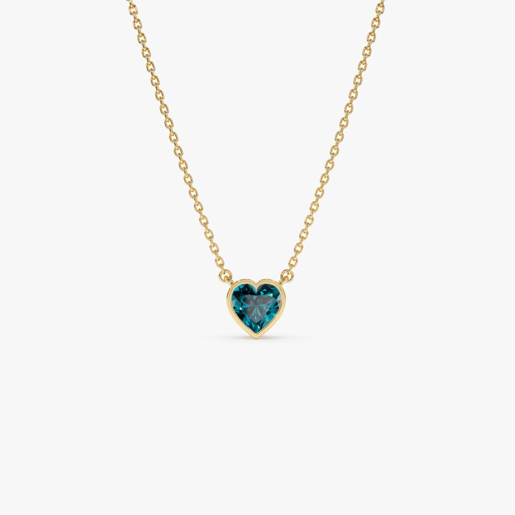 Heart Shaped London Blue Topaz Layering Necklace