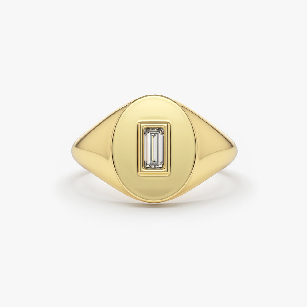 Baguette Diamond Signet Ring