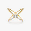 Baguette and Round Diamond Illusion Setting Statement Ring