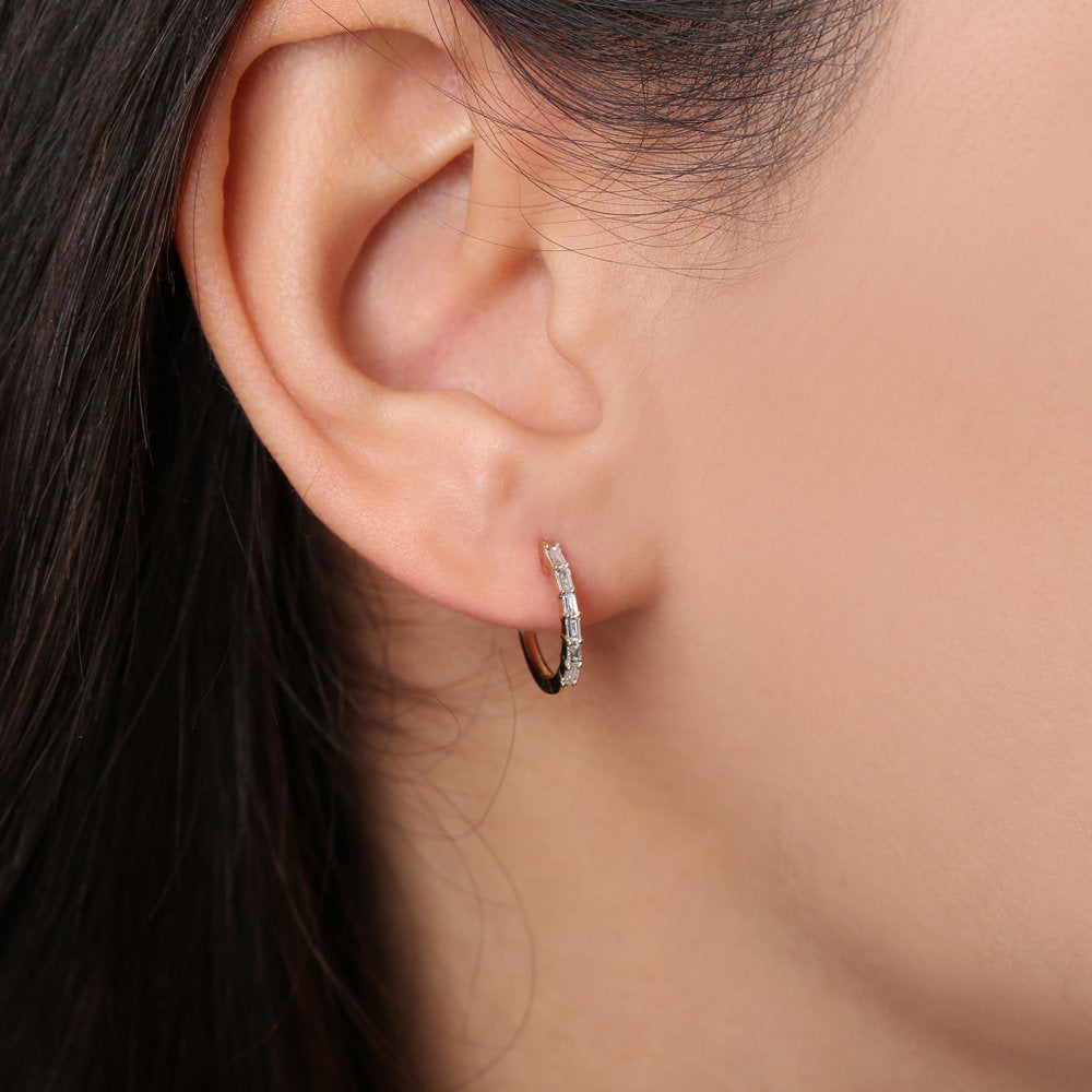 Mini Baguette Huggie Earrings