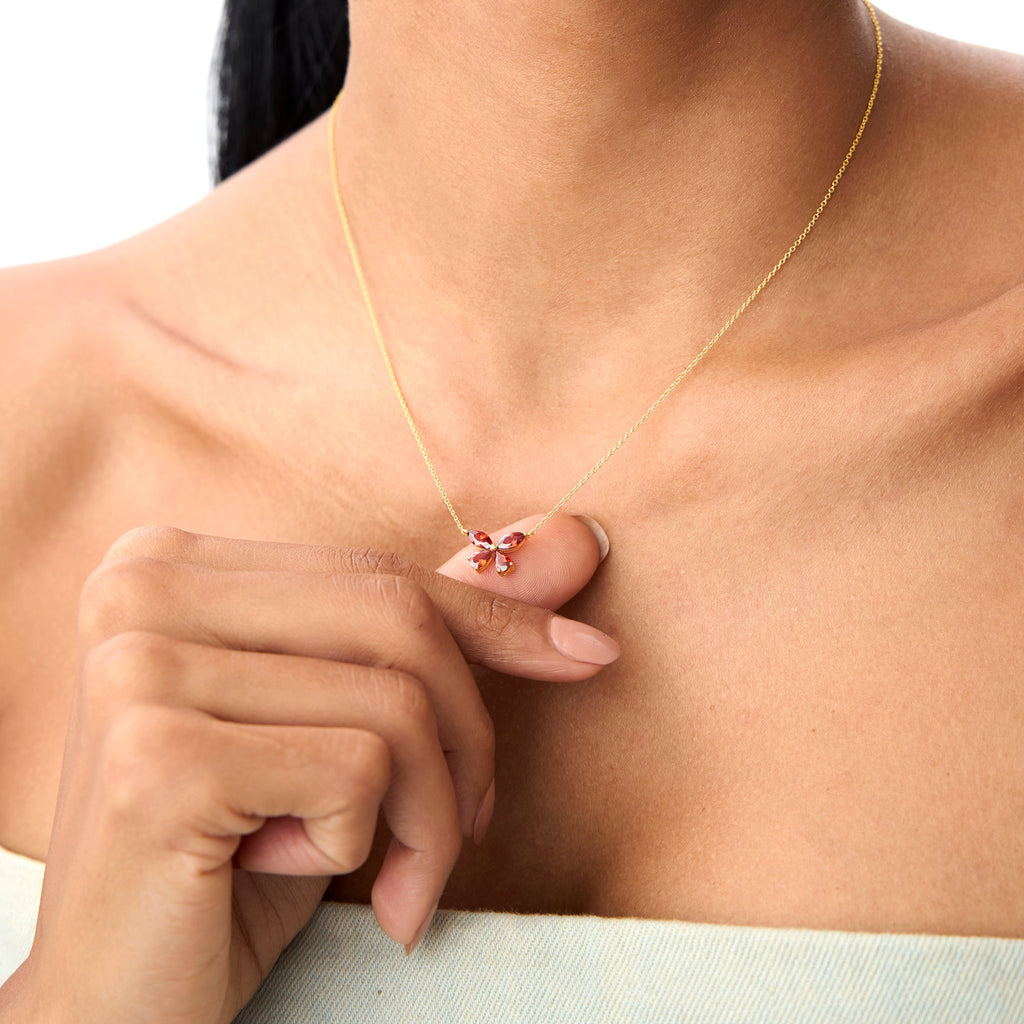 Garnet Butterfly Necklace