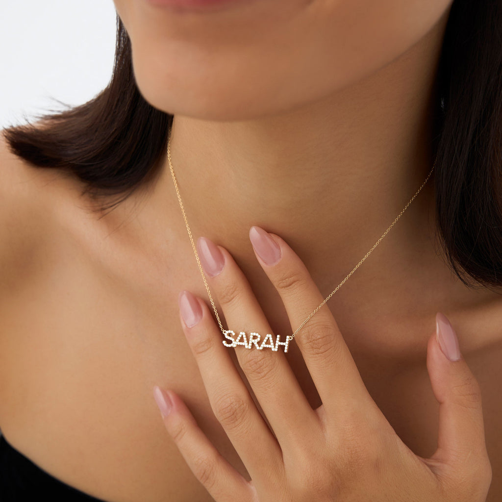Dainty Layering Diamond Name Necklace
