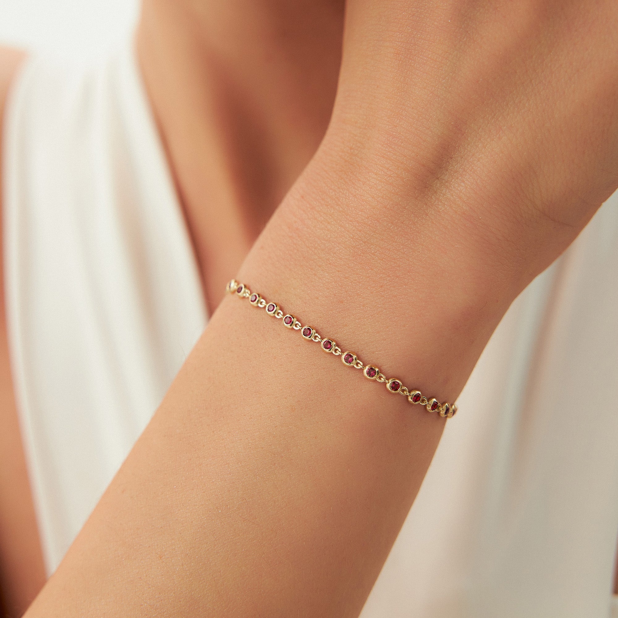 Bezel Set Ruby Tennis Bracelet