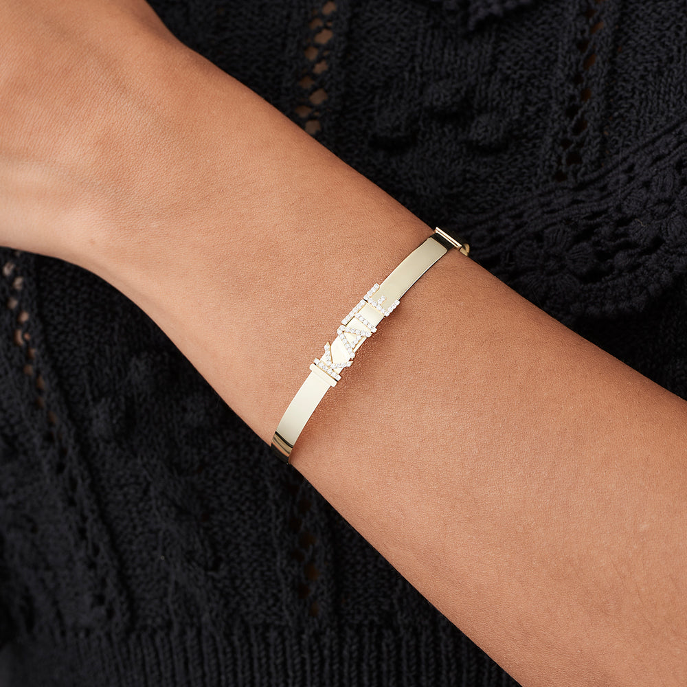 5MM Sliding Diamond Initials Bangle