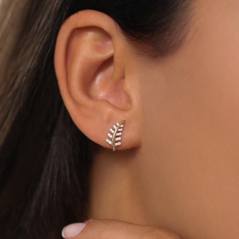 Diamond Leaf Earrings