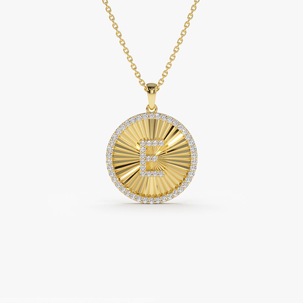 Diamond Initial Ballerina Disc Necklace