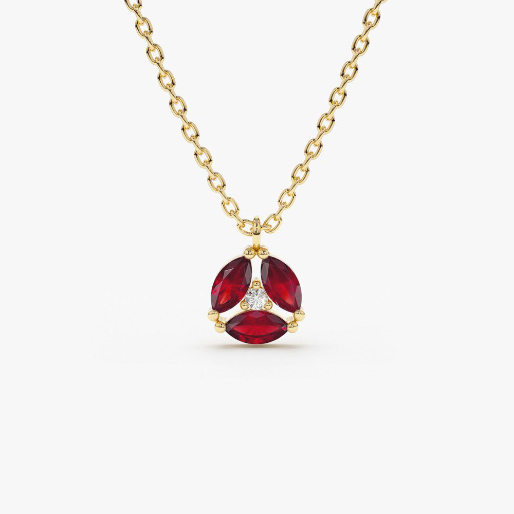 Marquise Ruby Cluster Necklace