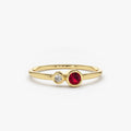 Bezel Setting Ruby and Diamond Ring