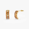 Emerald Cut Citrine Half Hoop Earrings