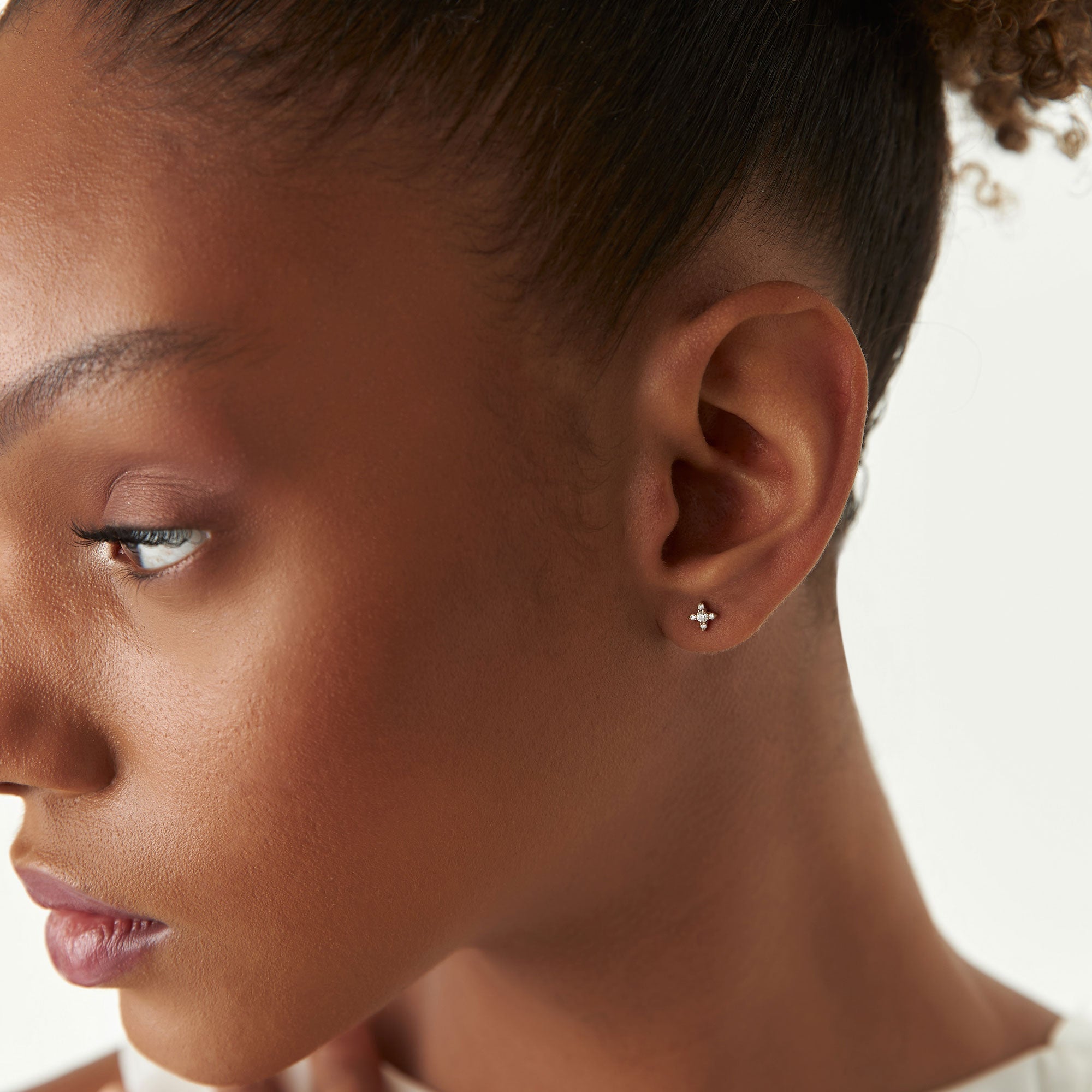 Criss Cross X Diamond Earring Studs