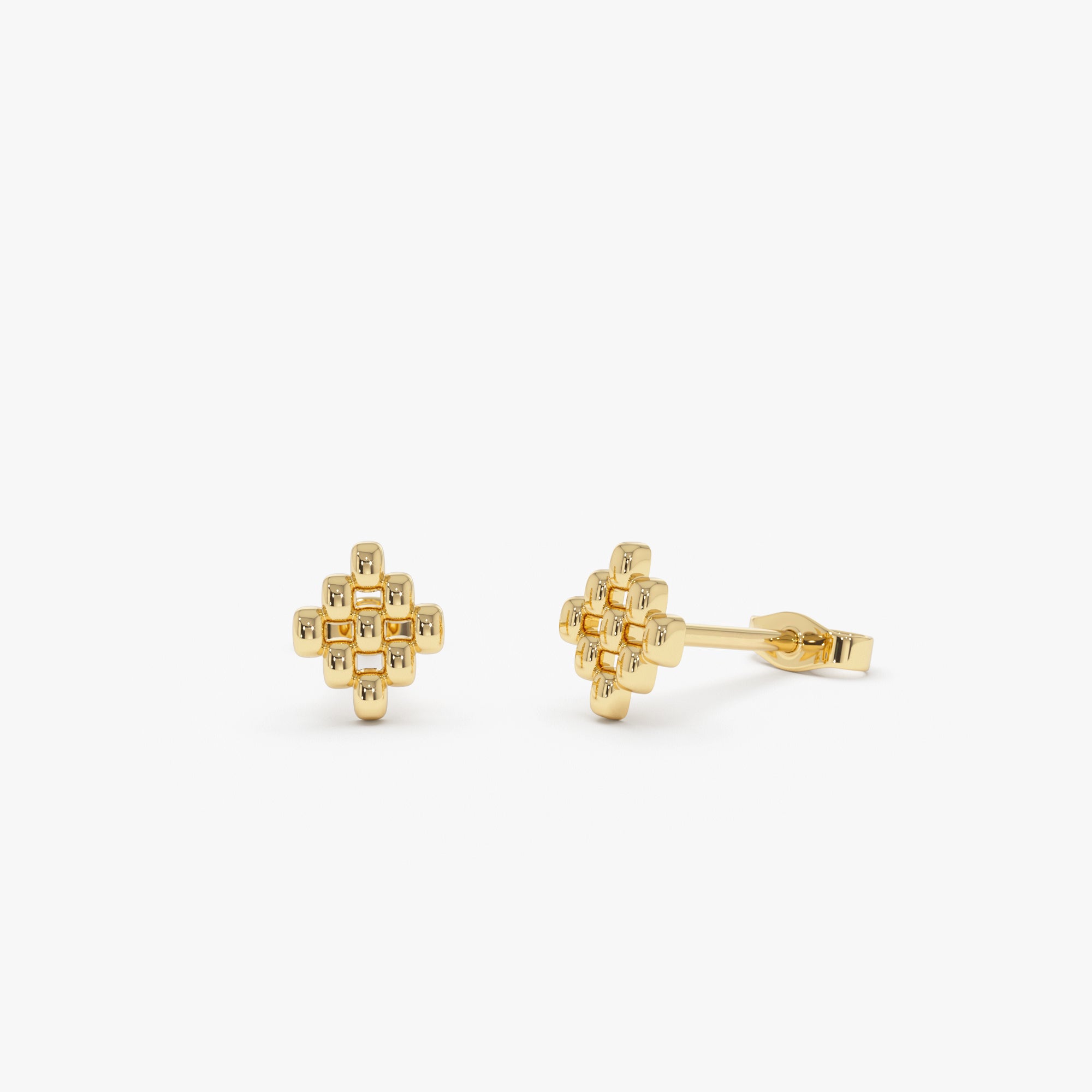 Geometric Beaded Stud Earrings