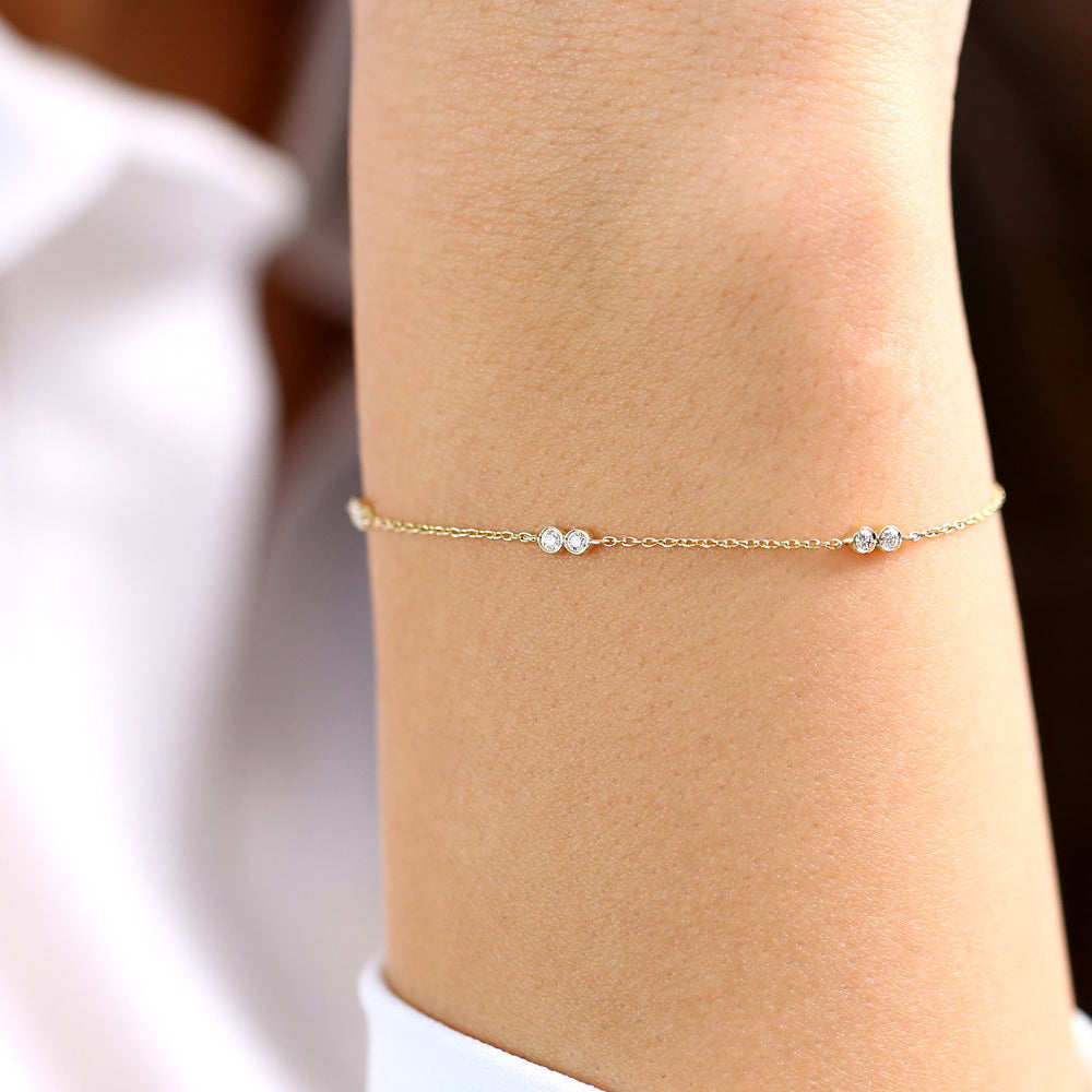 Double Diamond Station Bracelet