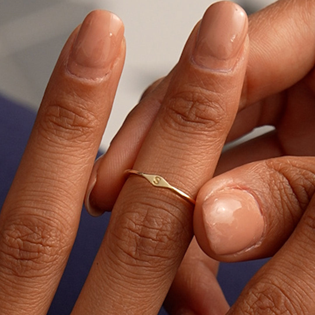 Diamond Shape Initial Ring