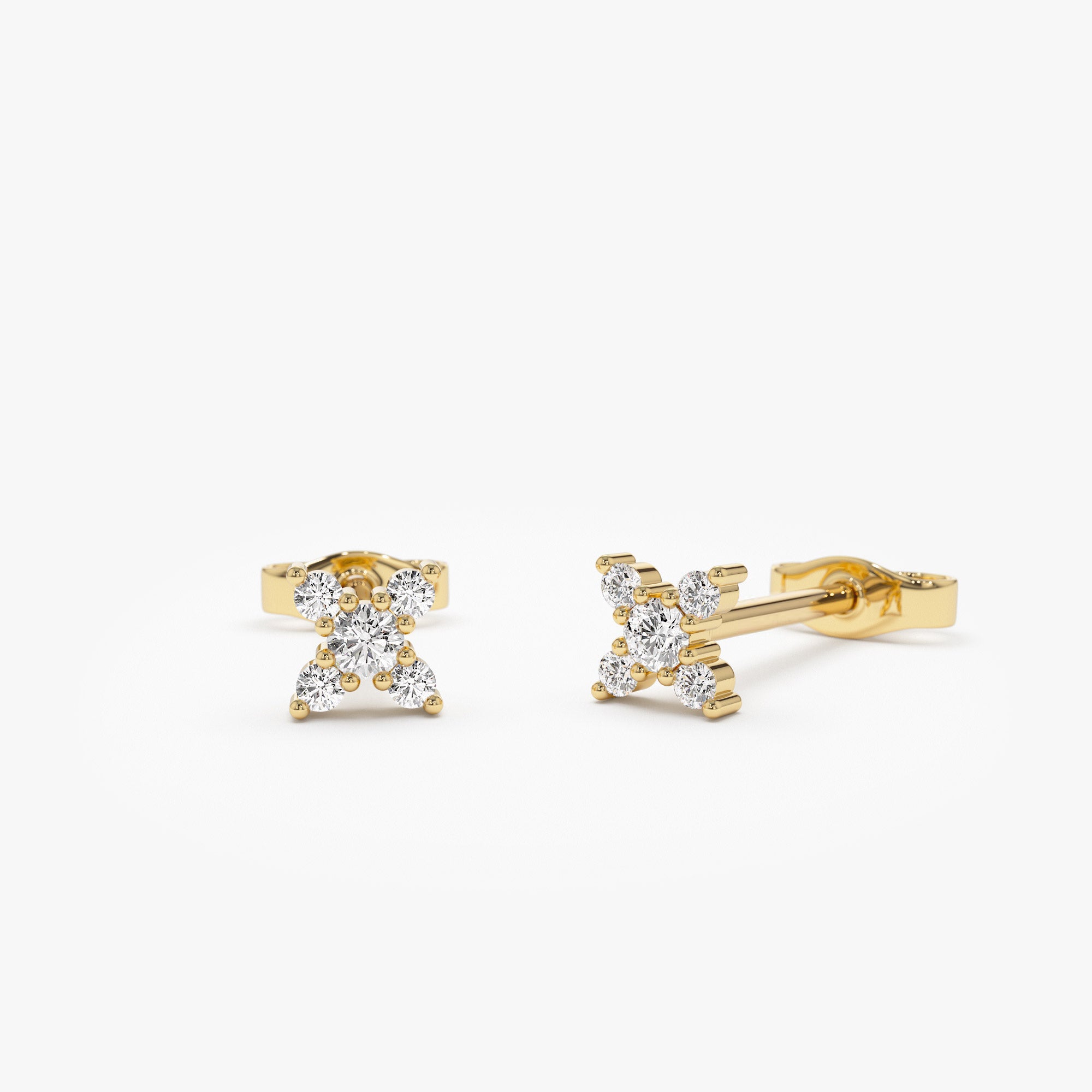 Criss Cross X Diamond Earring Studs