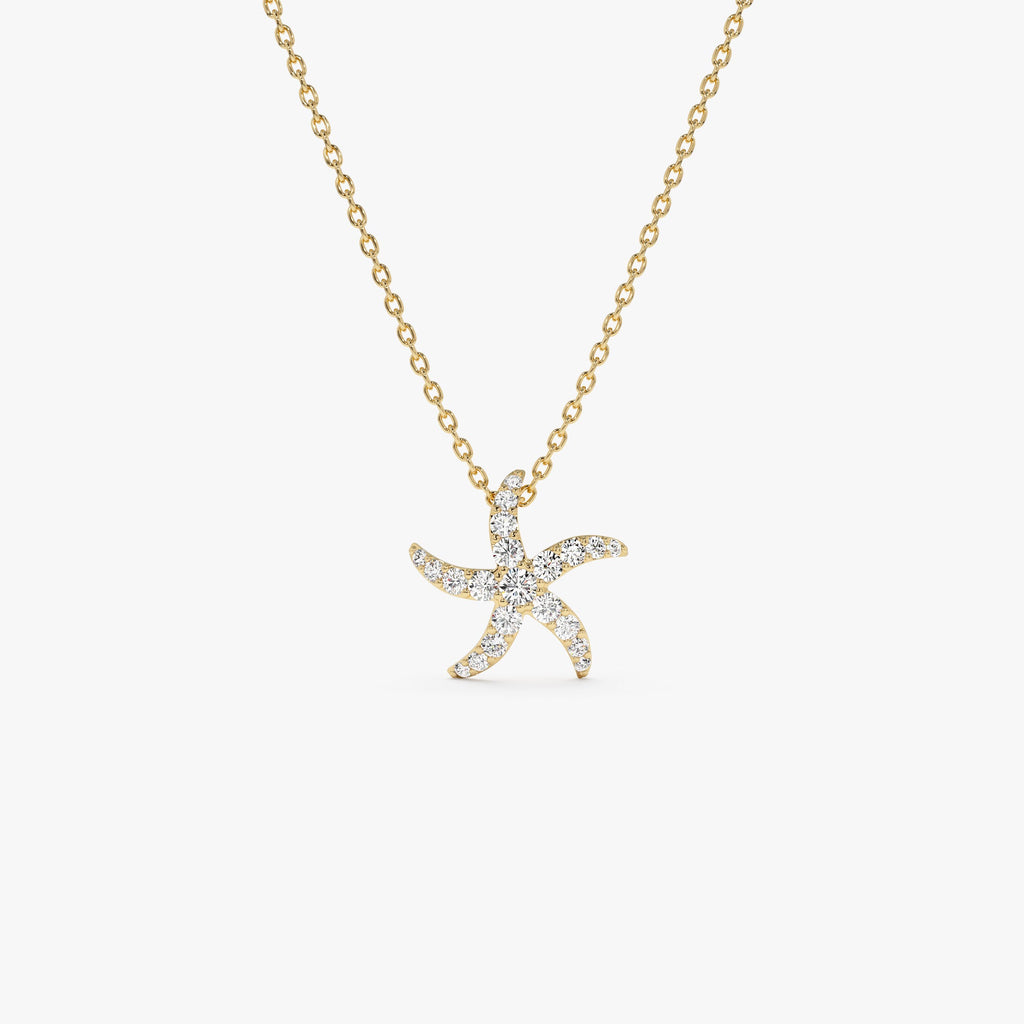 Diamond Starfish Charm Pendant