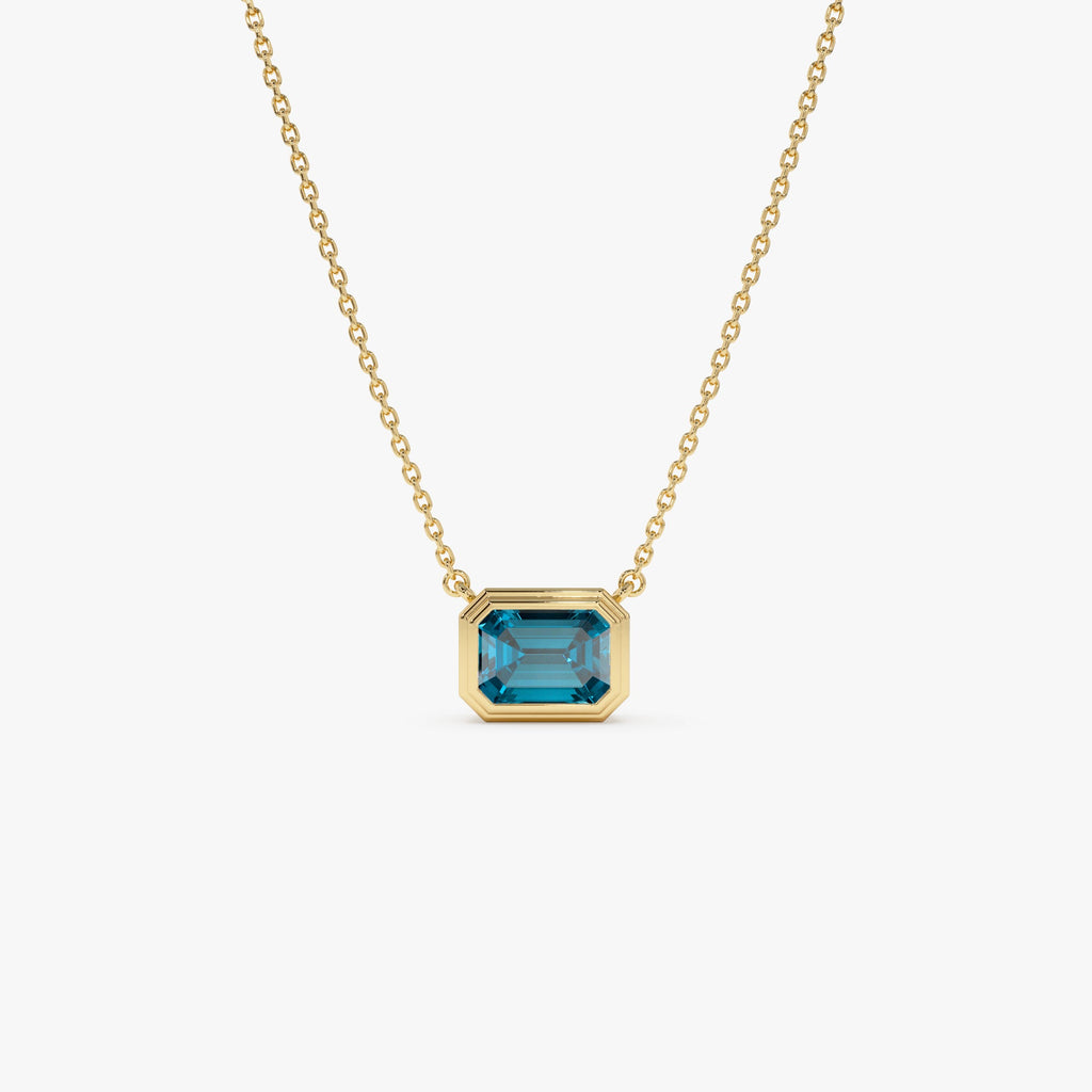 Emerald Cut Bezel Setting Blue Topaz