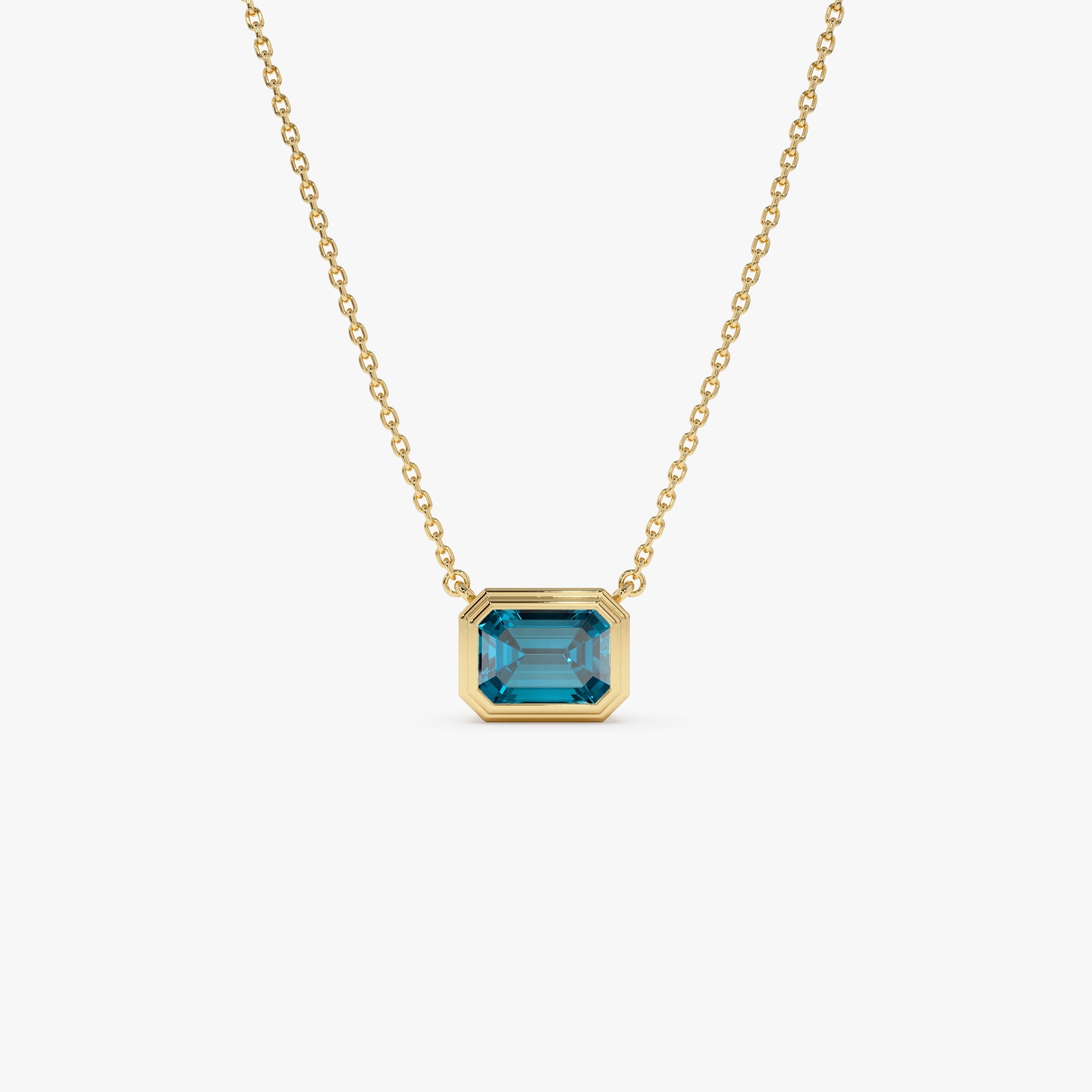 Emerald Cut Bezel Setting Blue Topaz