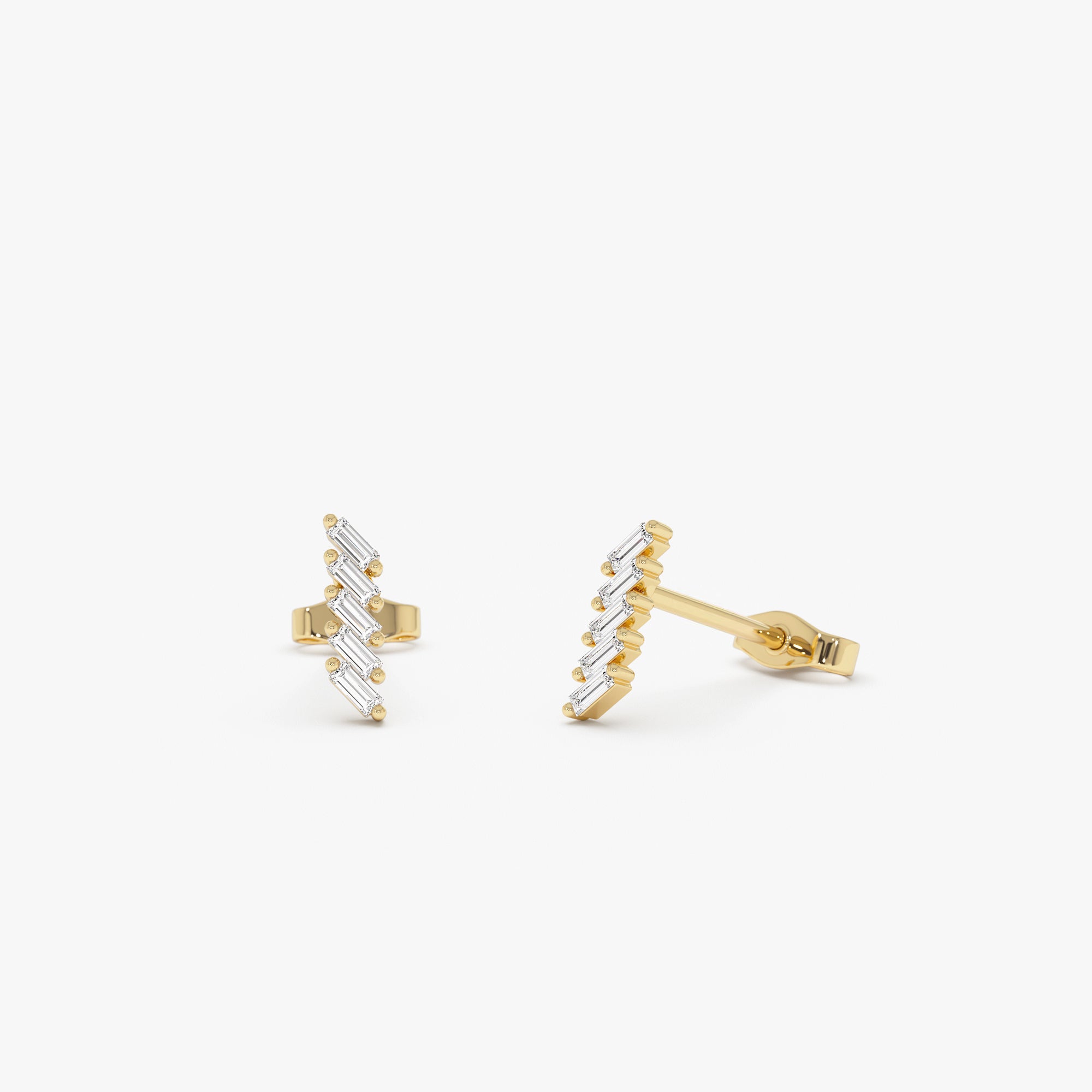 Geometric Baguette Diamond Studs